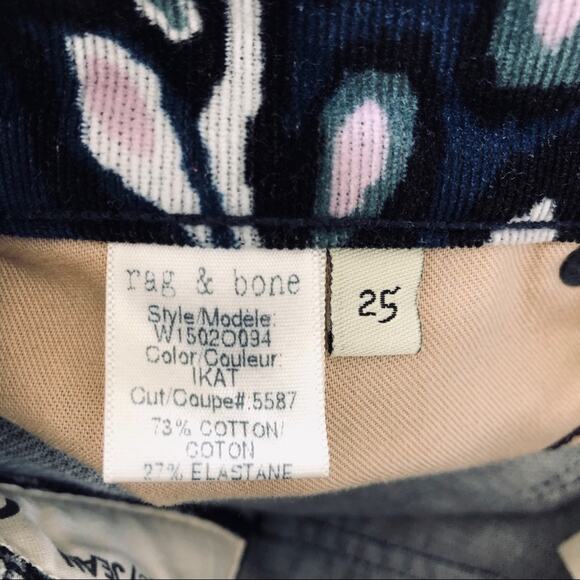 Rag & Bone Womens Printed Ikat Pattern 5 Pocket Corduroy Skinny Pants Size 25 - Picture 7 of 8